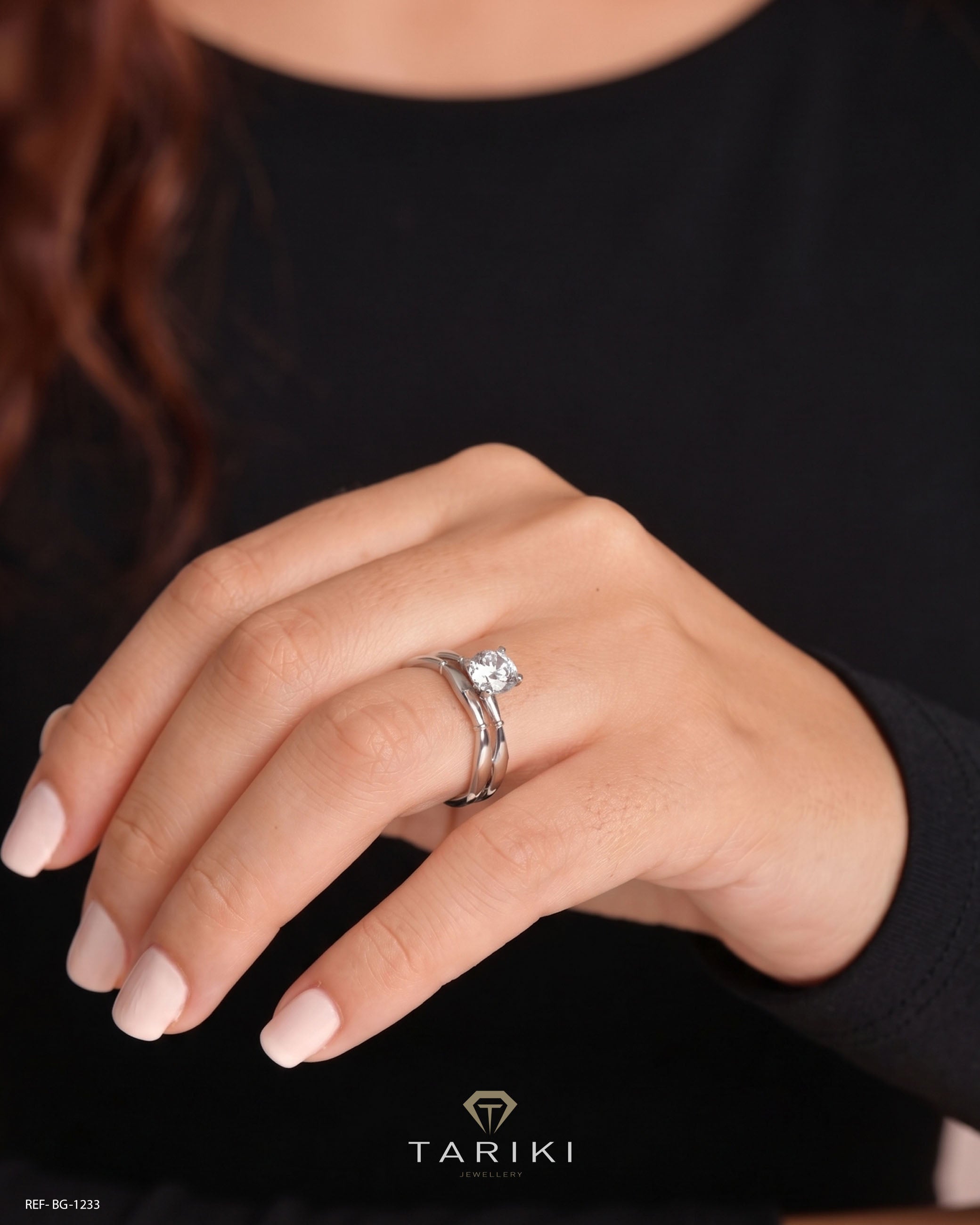 Two-Tone Gold Ring - Double Solitaire Band Set