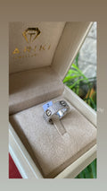 Bague Or Blanc - Large Anneau Pavé Zircons & Motifs Vis