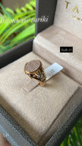 Rose Gold Ring - Round Signet Pavé with Zircons