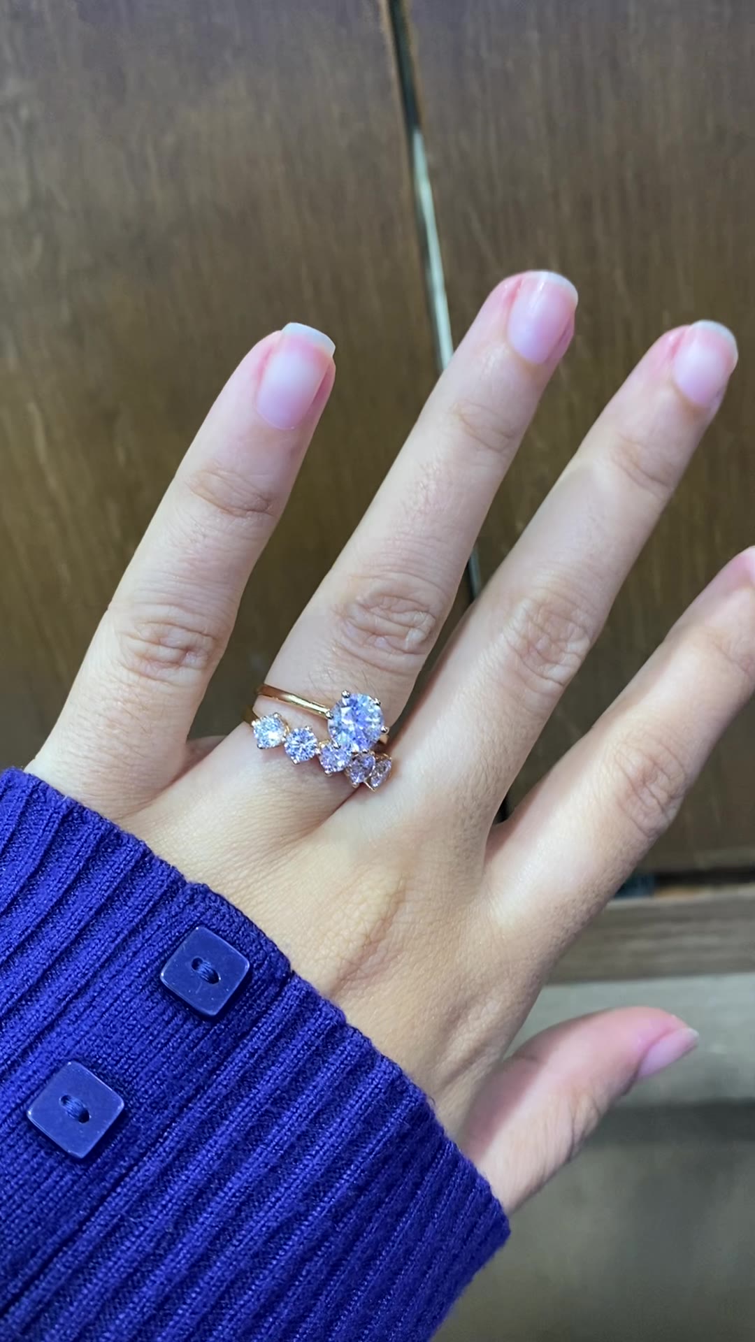 Rose Gold Ring - Ascending Zircon Cluster