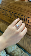 Bague Or Rose - Cluster Zircons & Pierre Bleu-Vert en V