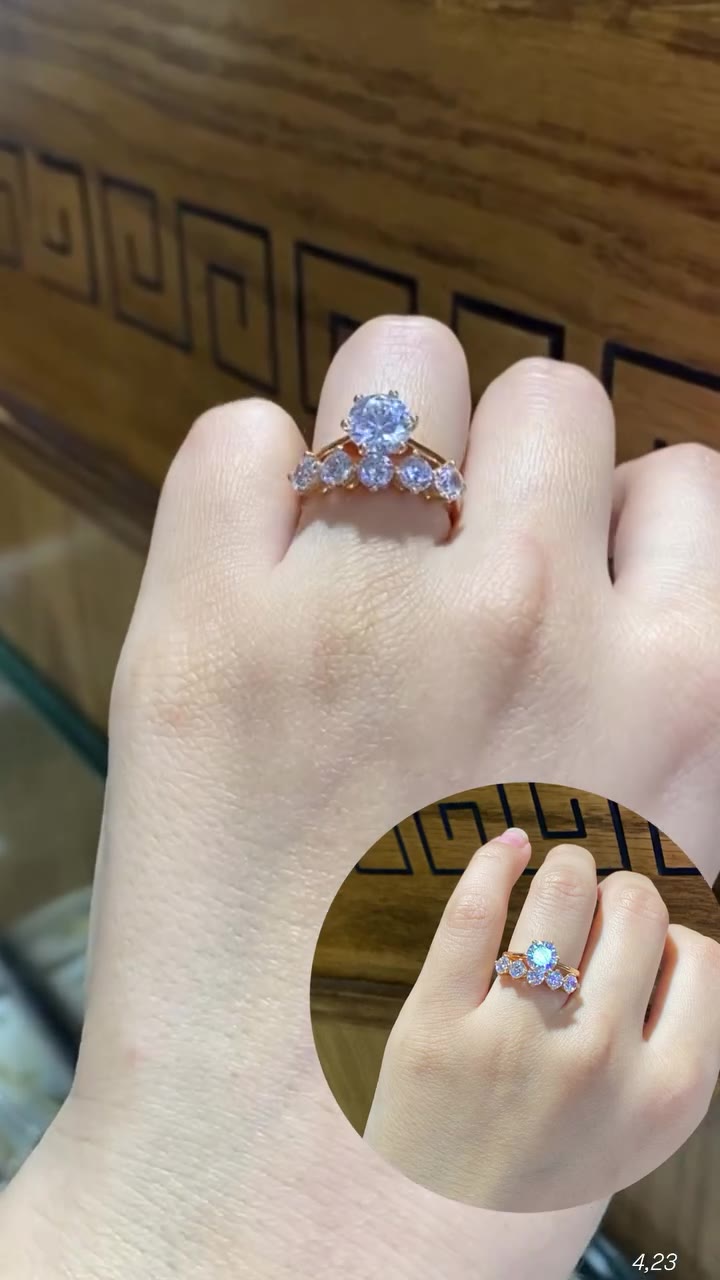 Rose Gold Ring - Pavé Zircon Crown