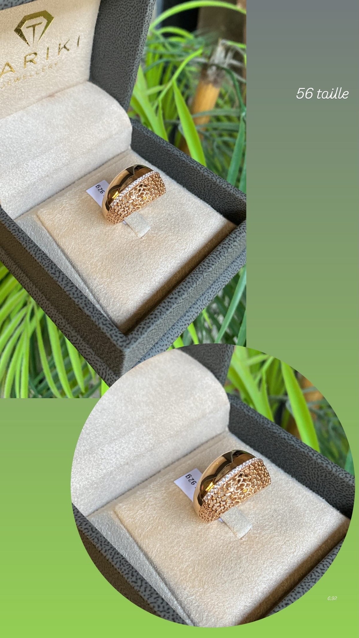 Rose Gold Ring – Wide Openwork Dome Pavé Zircons