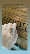 Rose Gold Ring - Domed Filigree Engraved Medallion