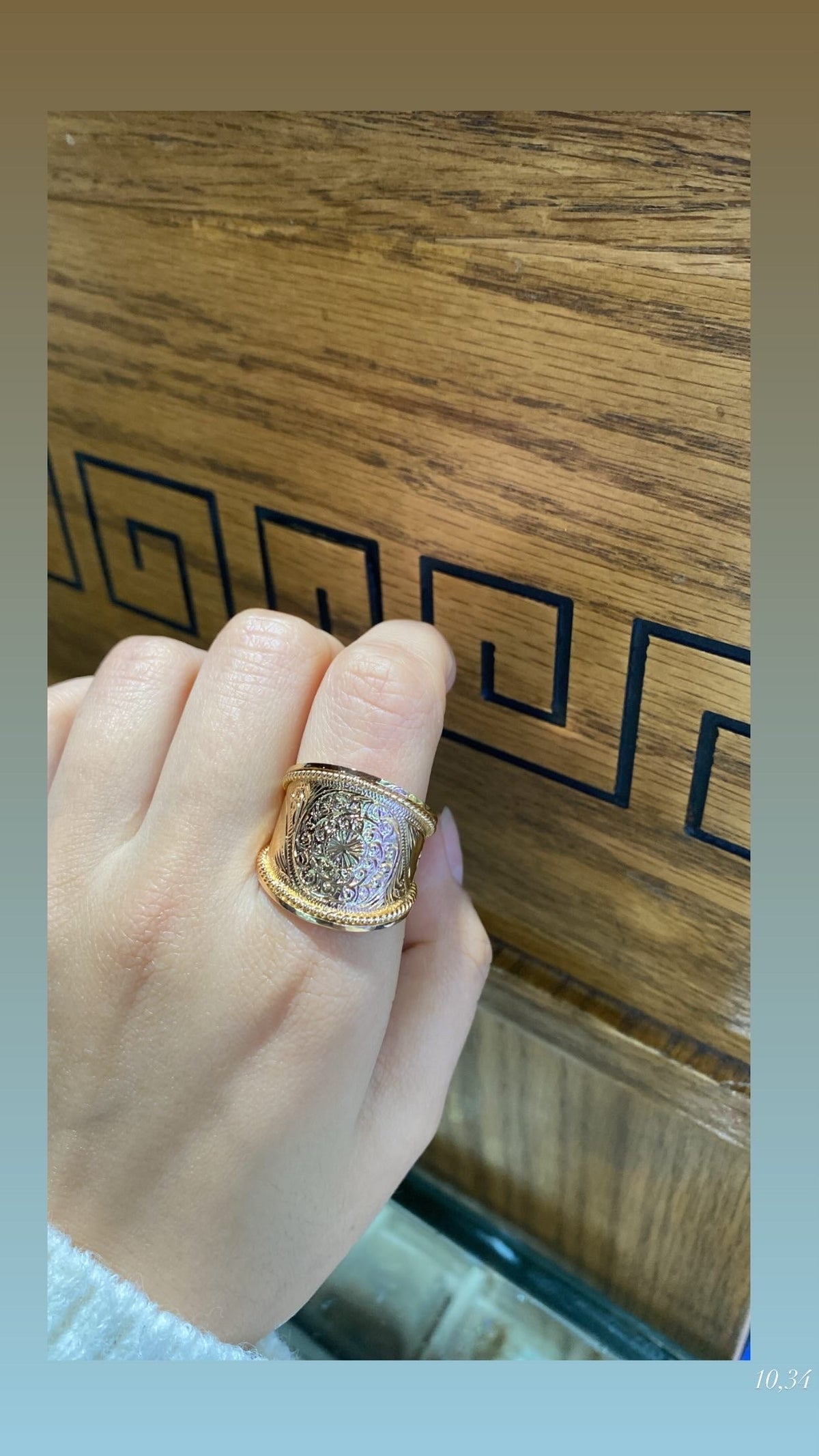 Rose Gold Ring - Domed Filigree Engraved Medallion