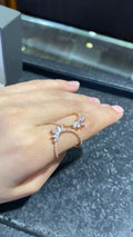 Bague Or Rose - Double Anneau Croisé Marquises Pavées Zircons