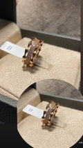 Rose Gold Ring - Double Row Crossed Pave Zircons