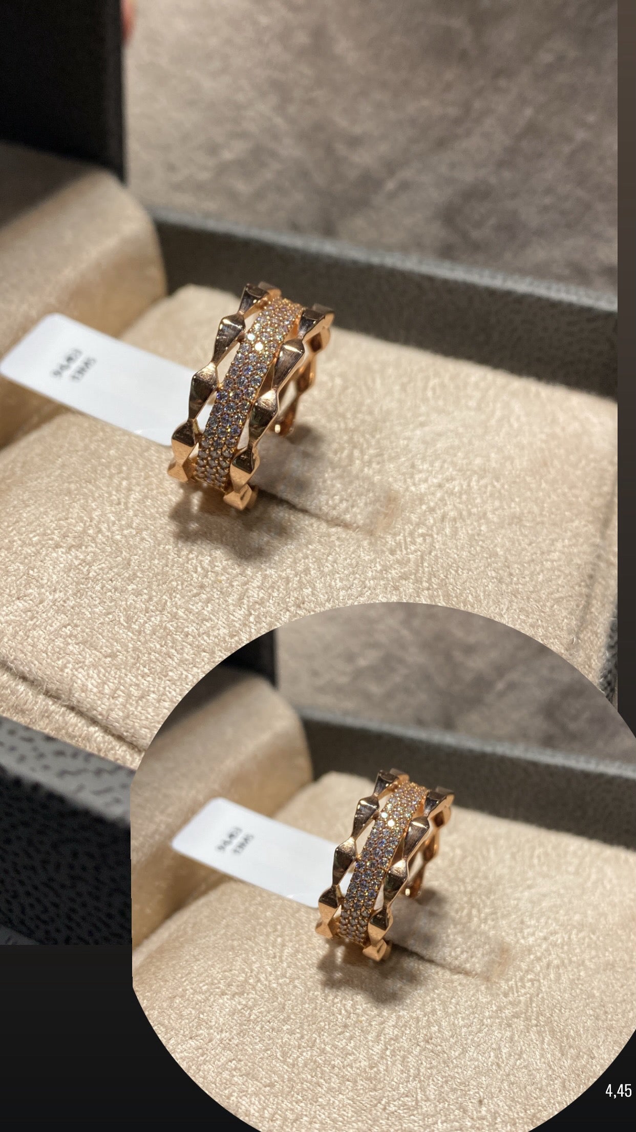 Rose Gold Ring - Double Row Crossed Pave Zircons