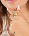 Bague Or Rose - Fleur Cabochon Multicolore