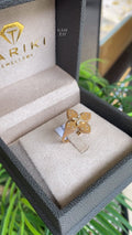Bague Or Rose - Fleur Trèfle Quatre Pétales Pavée Zircons