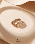 Bague Or Rose - Serpent Pavé Œil Émeraude