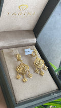 Boucles d'Oreilles Or - Chandeliers Filigrane Ajouré Pendantes