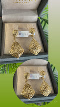 Boucles d'Oreilles Or - Filigrane Ajouré Pendantes