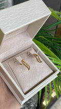 Boucles d'Oreilles Or - Vague Pavée Zircons