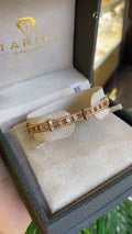 Bracelet Or - Maillons Rectangulaires Pavés Zircons
