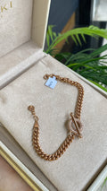 Bracelet Or Rose - Chaîne Gourmette & Fermoir Anneau Pavé Zircons