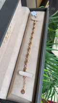 Bracelet Or Rose - Maillons Ovales & Stations Pavées Zircons
