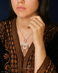 Collier Or Rose - Pendentif Porte Marocaine Émail Vert