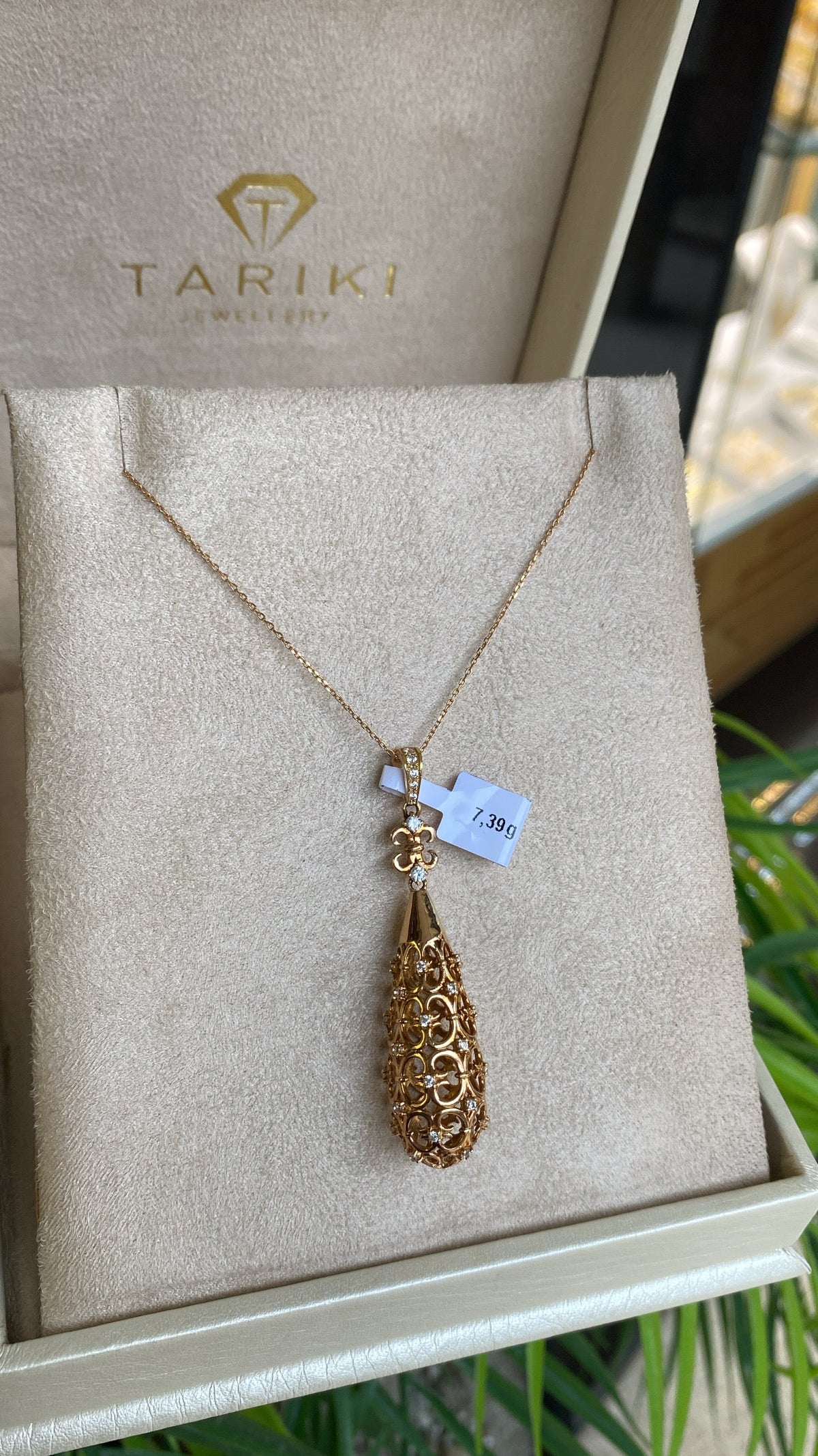 Collier Doré - Chaîne Fine & Pendentif Goutte Filigrane Pavé Zircons