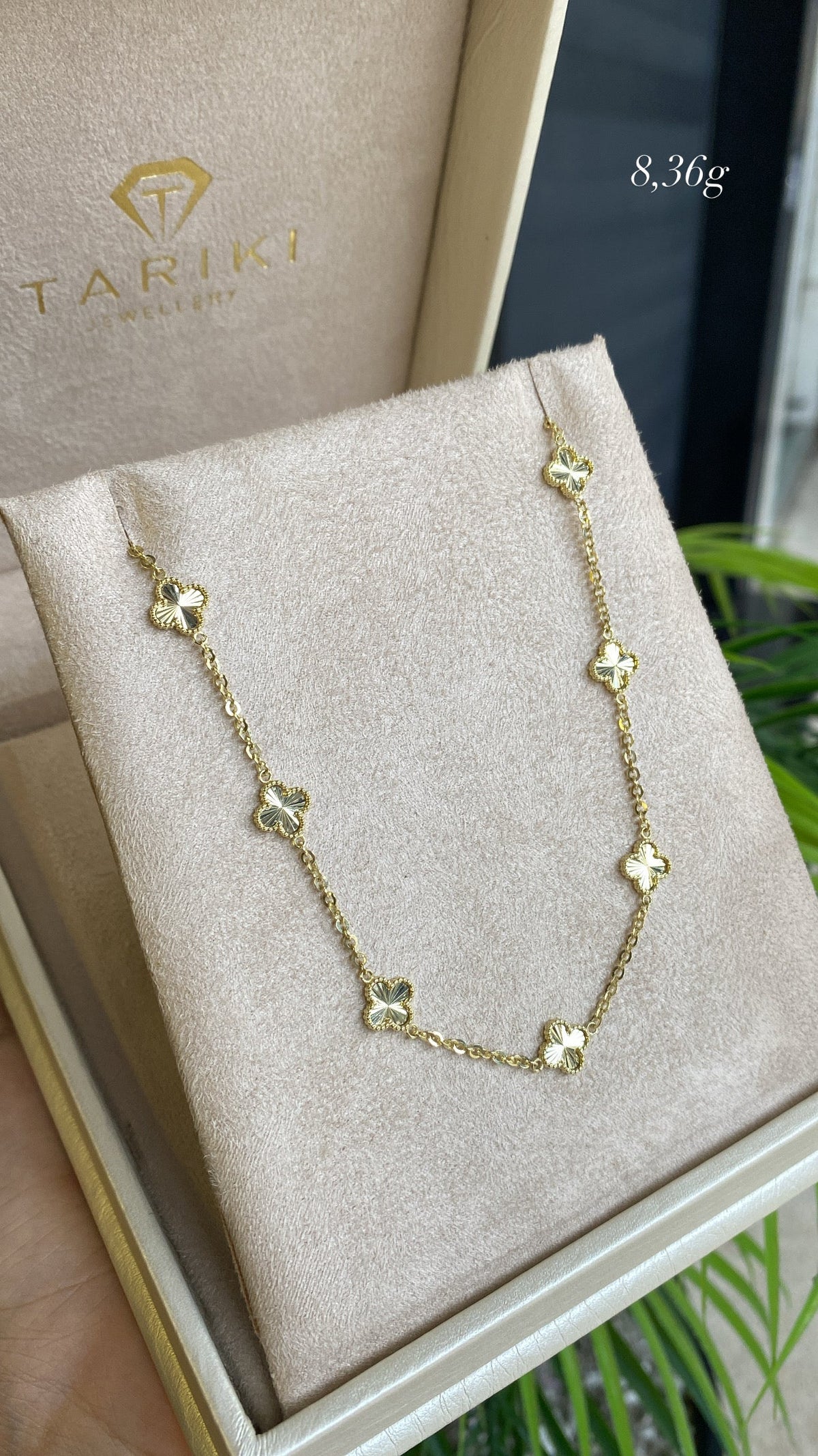 Collier Doré - Chaîne Fine & Stations Trèfles Ciselés