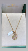 Gold Necklace - Radiant Sun Medallion with Pavé Zircon Star