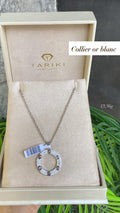Collier Or Blanc - Cercle Vissé Pavé Zircons
