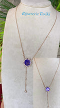 Collier Or Rose - Médaillon Rond Calligraphie Arabe Pavé Zircons