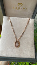 Collier Or Rose - Pendentif Octogonal Rayonnant Pavé Zircons