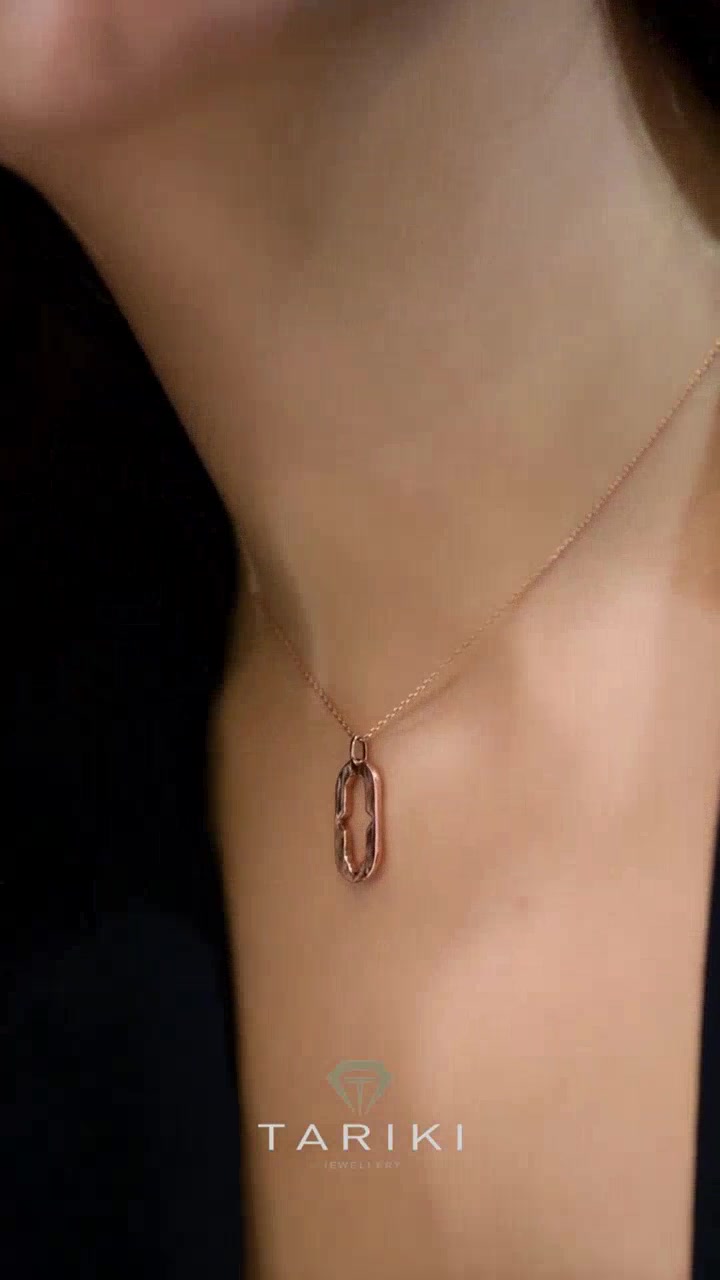 Collier Or Rose - Pendentif Ovale Martelé