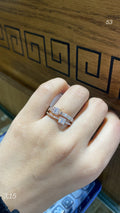 Set Bague Double Rangs Baguettes Pavées Zircons