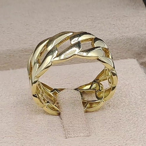 Bague Anneau Large Maille Cubaine Or Jaune – or 18 carats | Tariki