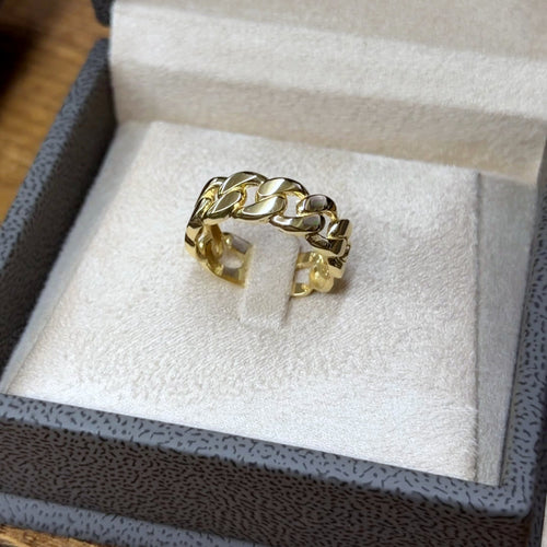 Bague Anneau Large Maille Cubaine Or Jaune – or 18 carats | Tariki