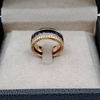 Bague Anneau Large Or Rose - Pierres Bleues Baguettes Serties – or 18 carats | Tariki