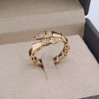 Bague Anneau Maille Cubaine Or Rose - Sertie de Pierres – or 18 carats | Tariki