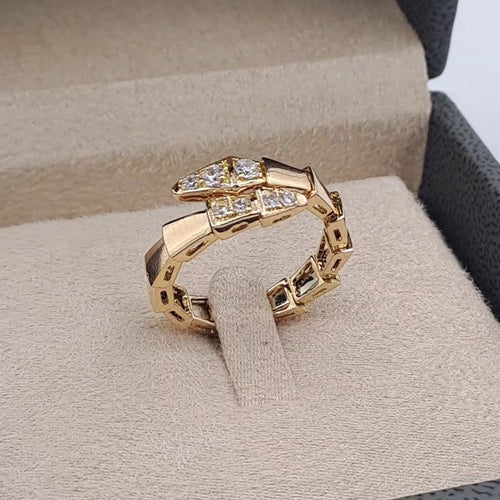 Bague Anneau Maille Cubaine Or Rose - Sertie de Pierres – or 18 carats | Tariki