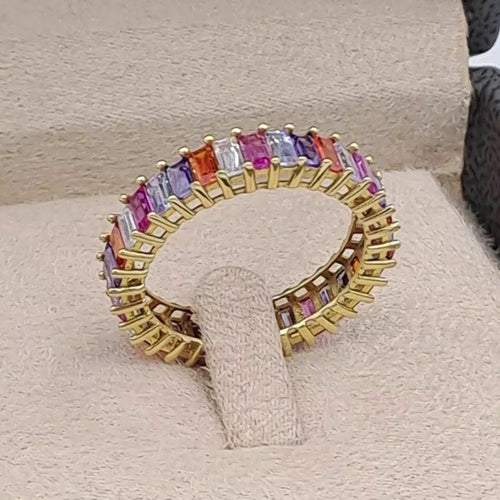 Bague Anneau Or Jaune - Serti de Pierres Multicolores – or 18 carats | Tariki