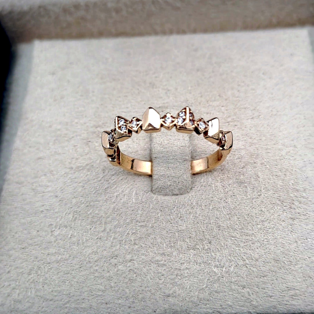 Bague Anneau Or Rose - Motifs Géométriques Sertis – or 18 carats | Tariki