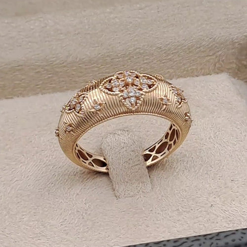 Bague Anneau Or Rose - Serti de Pierres, Motif Ajouré – or 18 carats | Tariki