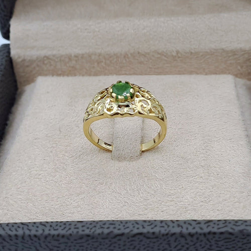 Bague Beldi Ajourée Or Jaune - Sertie d'une Pierre Verte – or 18 carats | Tariki