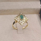 Bague Beldi Carrée Or Jaune - Sertie de Pierres, Pierre Verte – or 18 carats | Tariki