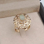 Bague Beldi Rosace Ajourée Or Jaune - Sertie d'une Pierre Verte Synthétique – or 18 carats | Tariki