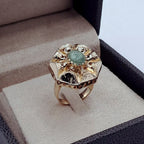 Bague Beldi Rosace Or Rose - Sertie d'une Pierre Verte Synthétique – or 18 carats | Tariki