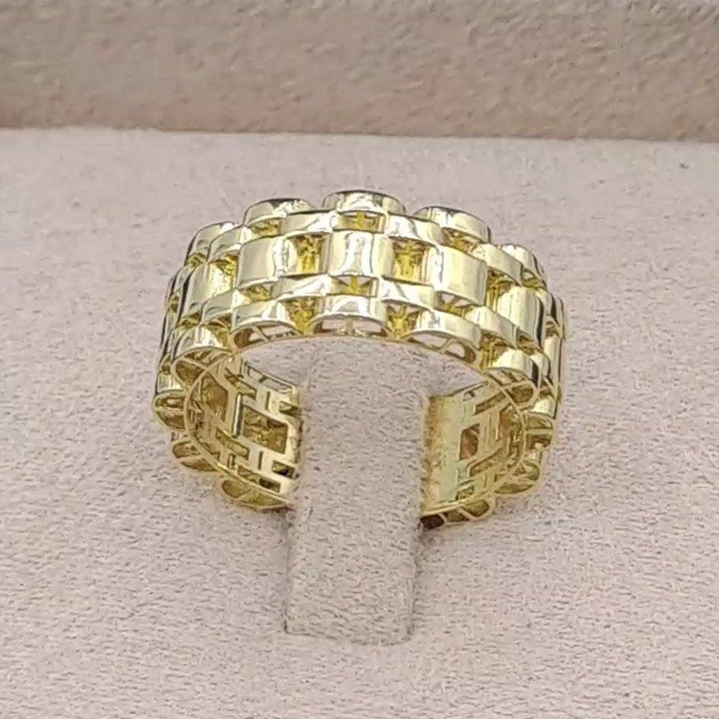 Bague Bombée Ajourée Motif Nid d'Abeille Or Jaune – or 18 carats | Tariki