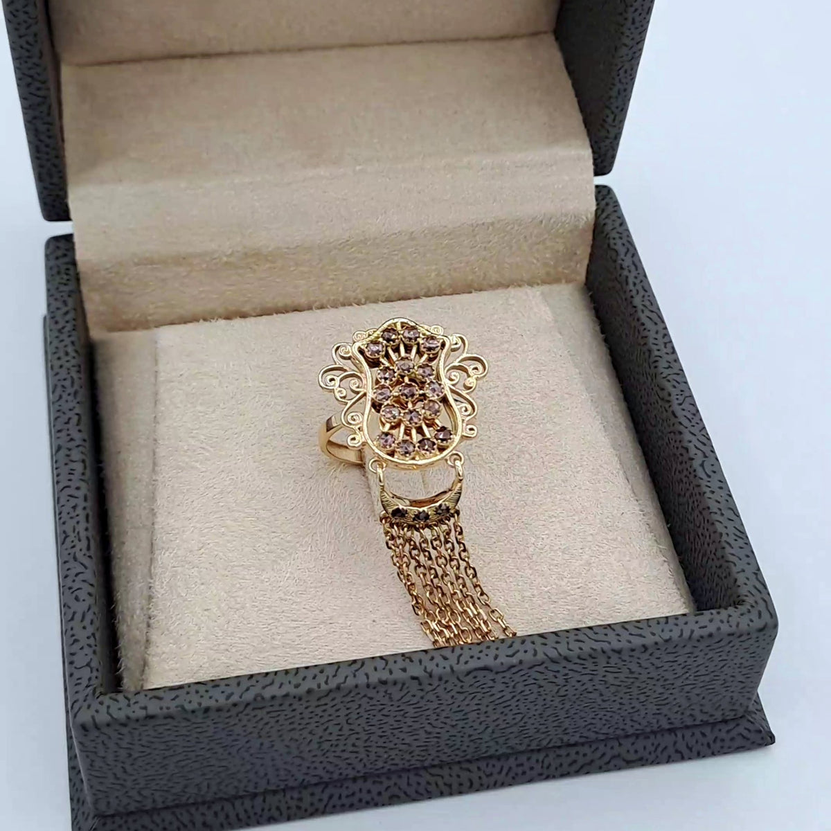 Bague Boulhya Or Rose - Rosace Sertie à Franges – or 18 carats | Tariki
