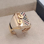 Bague Chevalière Or Rose - Motif Berbère Émaillé – or 18 carats | Tariki