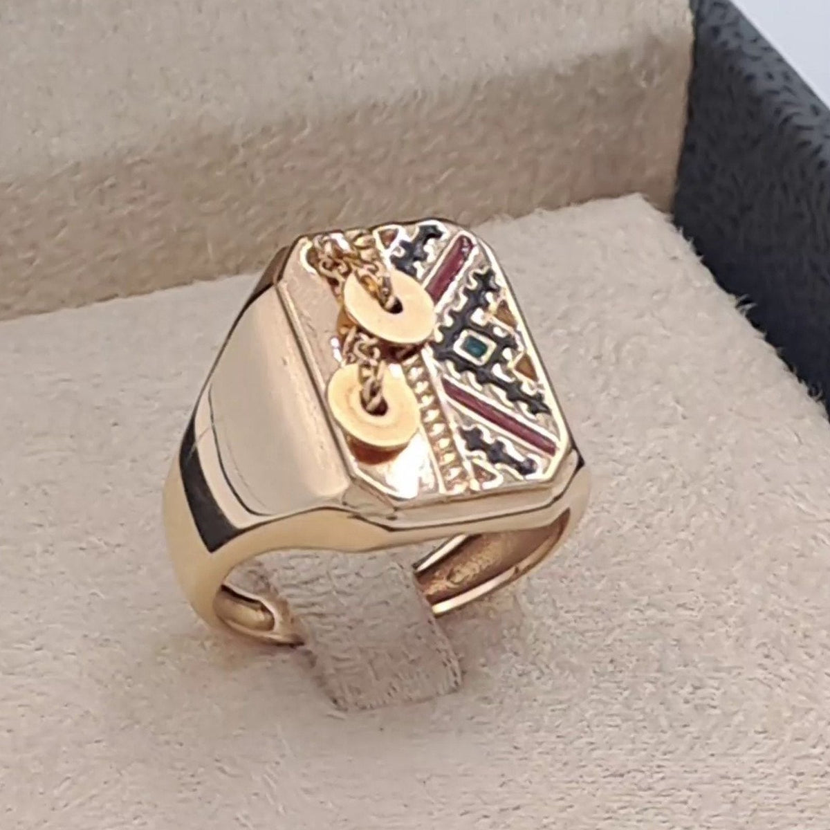 Bague Chevalière Or Rose - Motif Berbère Émaillé – or 18 carats | Tariki