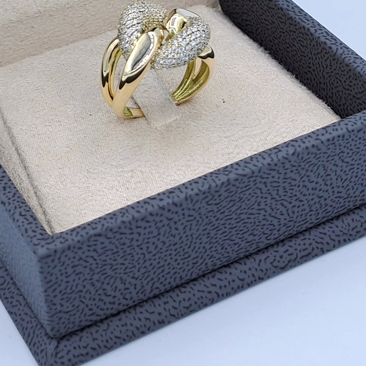 Bague Croisée Or Jaune - Sertie de Pierres – or 18 carats | Tariki