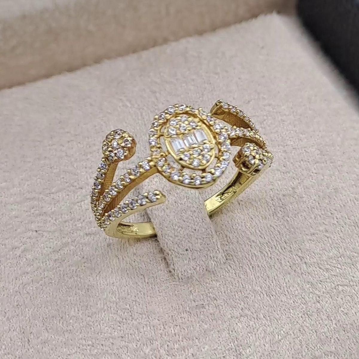 Bague Croisée Or Jaune - Sertie de Pierres – or 18 carats | Tariki
