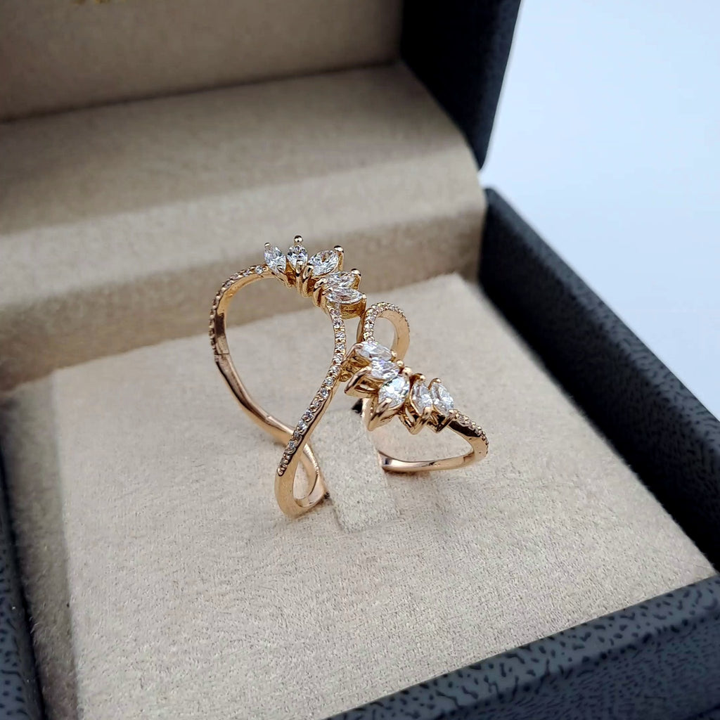 Bague Croisée Or Rose - Sertie de Pierres – or 18 carats | Tariki