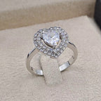 Bague Cœur Halo Or Blanc - Sertie de Pierres – or 18 carats | Tariki